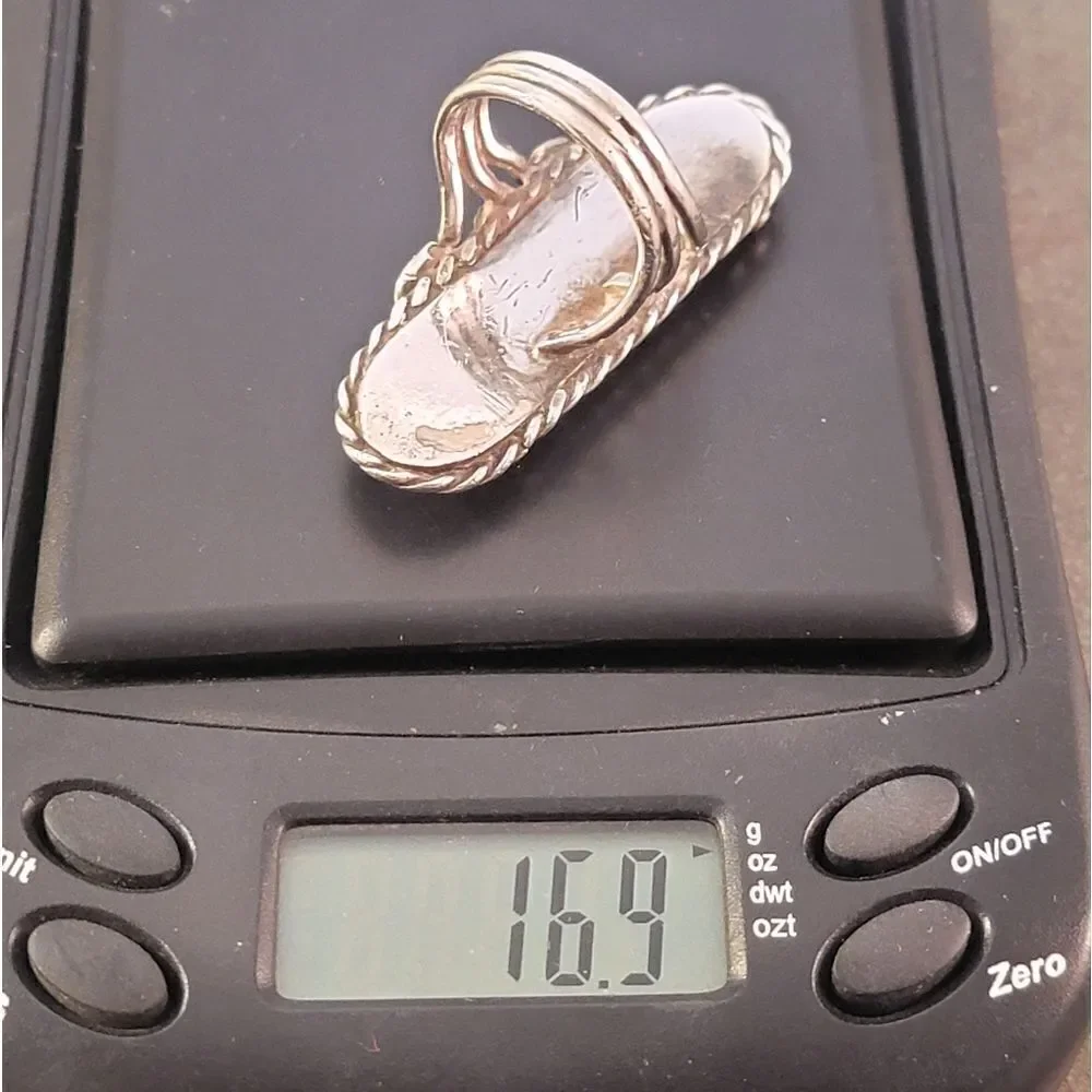 Old Pawn Navajo Organic Three Green Freeform Shaped Bezel Set Turquoise Ring B…